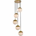 Cling Eclipse 5 Lights Pendant Ceiling Light with Frosted White Glass Brass CL3476481
